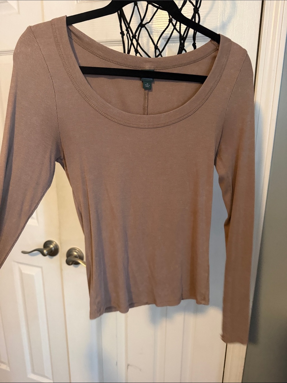 wild fable Ribbed Scoop Neck Long Sleeve Top - Mauve Taupe